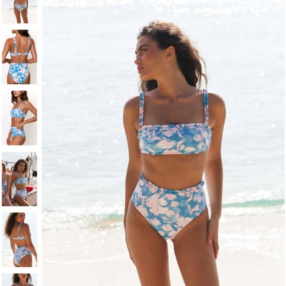 NWT ANTHRO HUTCH Siggi Ruffle High-Waist Bikini // Vintage Floral // Size Medium - Picture 3 of 7